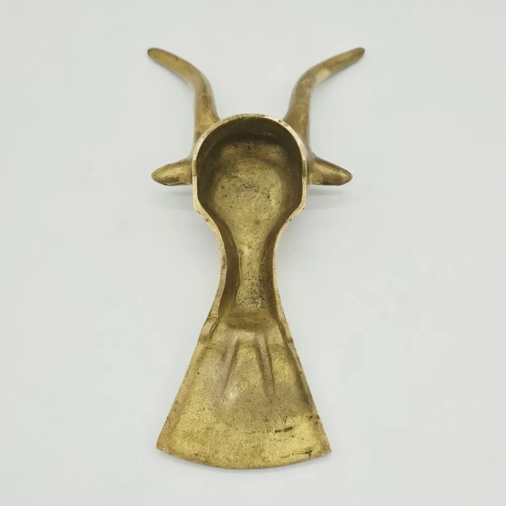 Vintage Solid Brass Boot Jack Shoe Puller LongHorn Steer Bull Cowboy Western 9